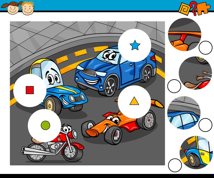 Vector partido de piezas de dibujos animados juego