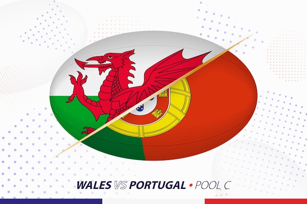 Partido de rugby entre Gales y Portugal concepto para torneo de rugby