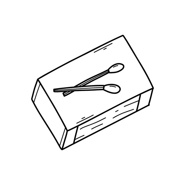 Partidos aislados sobre fondo blanco Ilustración vectorial Caja de fósforos en estilo doodle