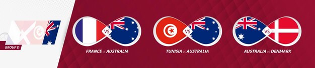 Partidos del equipo nacional de australia en la competencia de fútbol del grupo d 2022 icono de todos los juegos en la fase de grupos