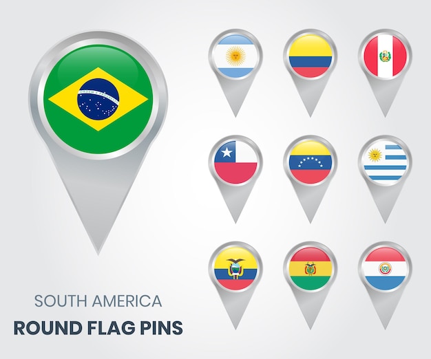 Pasadores redondos de la bandera de América del Sur