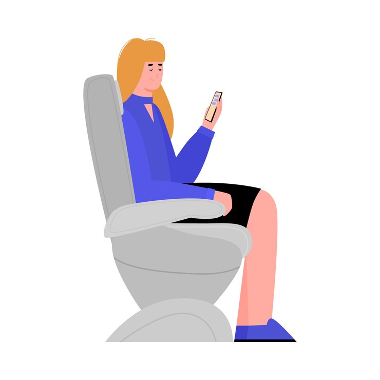 Vector pasajero de avión de mujer en el asiento de avión ilustración de dibujos animados plana