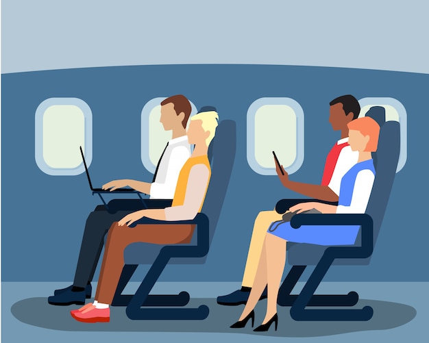 de pasajeros de aerolínea en el avión