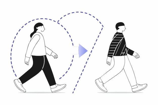 Pasando por el vector de ilustración de concepto en fondo blanco