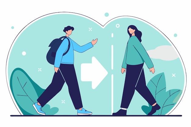 Pasando por el vector de ilustración de concepto en fondo blanco