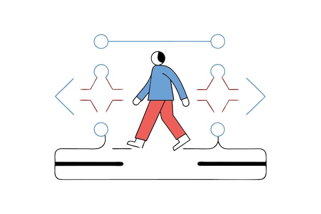 Pasando por el vector de ilustración de concepto en fondo blanco
