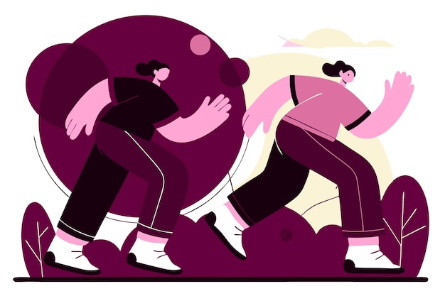 Pasando por el vector de ilustración de concepto en fondo blanco