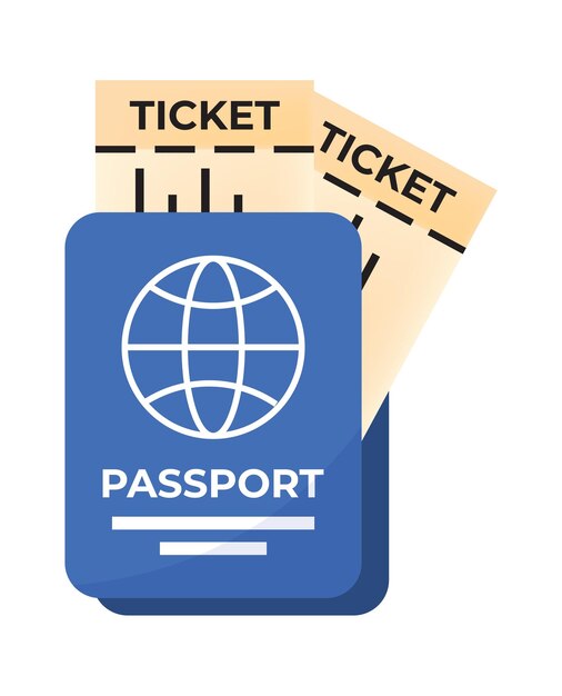 pasaporte billete de viaje tarjeta de embarque documento identificación pase de turismo internacional identidad nacional vectores dibujos animados sencillas minimalistas objeto