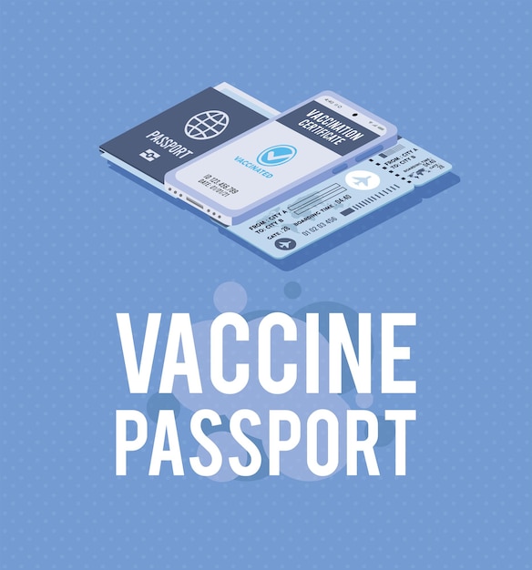 Vector pasaporte y boleto de vacunas