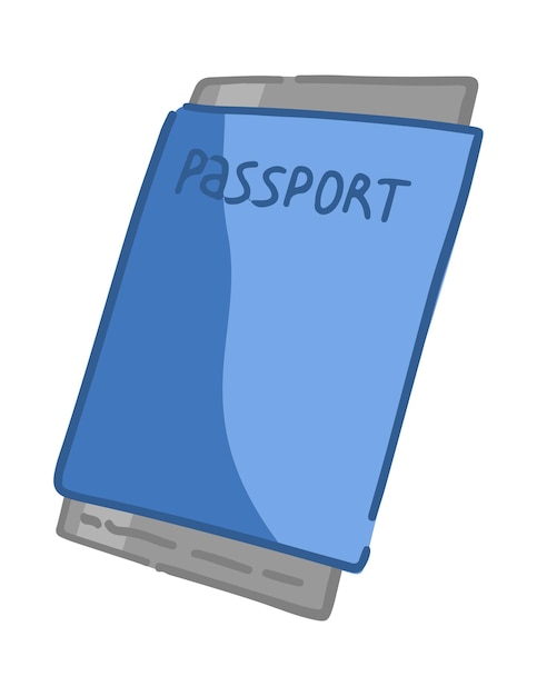 Vector pasaporte y boletos garabateado clipart del atributo de viaje de viaje ilustración vectorial de dibujos animados aislada en blanco