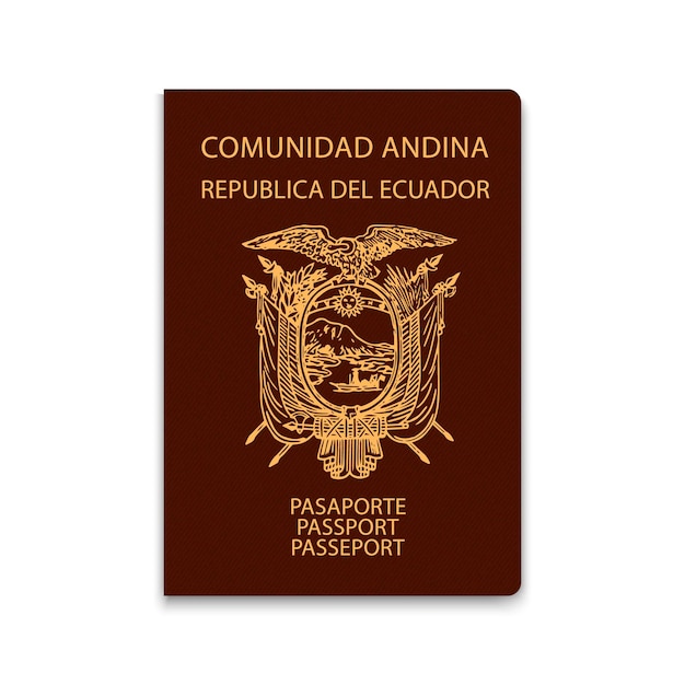 Pasaporte de Ecuador Plantilla de identificación de ciudadano Ilustración vectorial