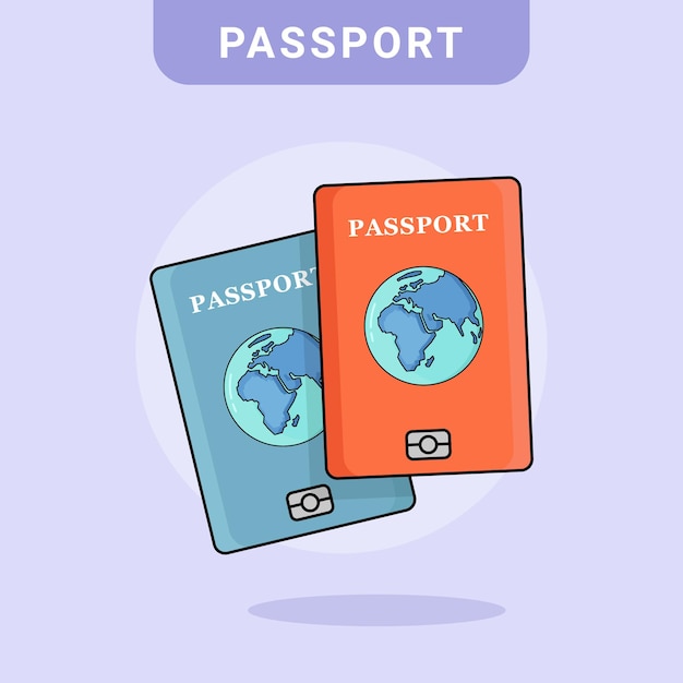 Pasaporte internacional en diseño plano