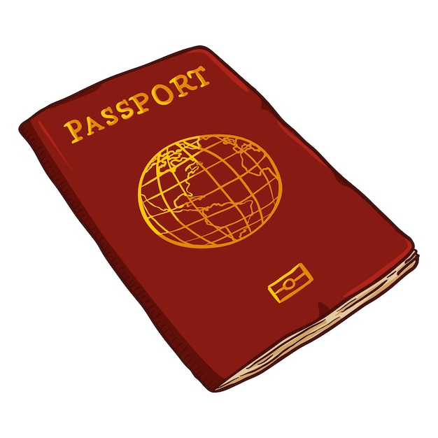 Pasaporte internacional rojo de dibujos animados de vector