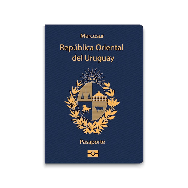 Pasaporte de uruguay plantilla de identificación de ciudadano ilustración vectorial