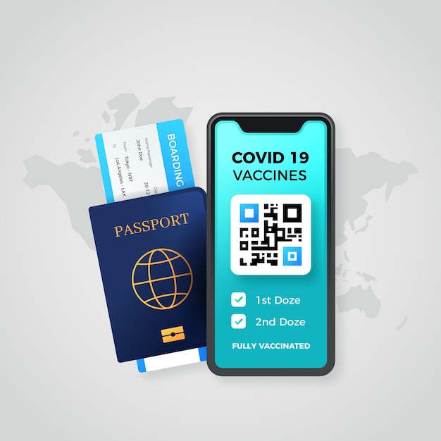 Vector pasaporte de vacunación gradiente