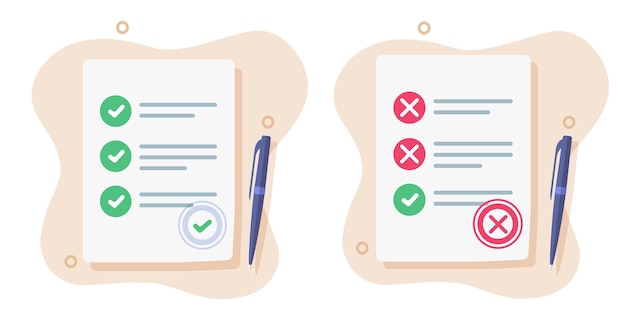 Pasar el examen no forma icono vector gráfico experiencia encuesta cuestionario lista de comprobación reclamo de diseño plano
