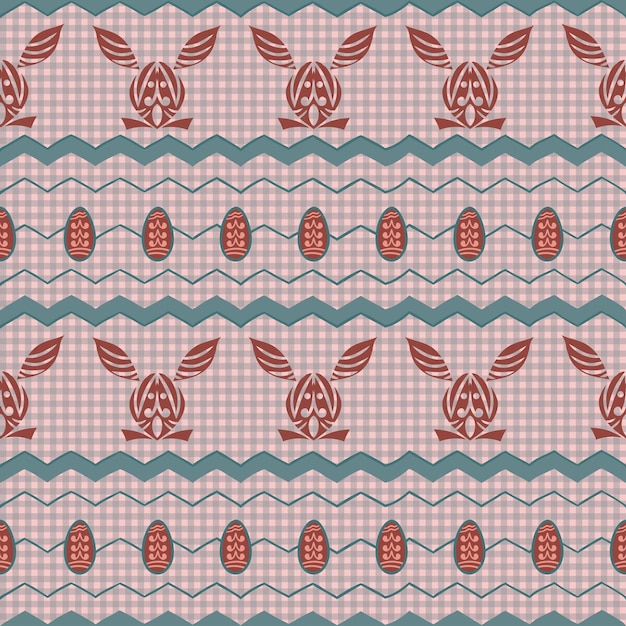 Pascua estilizado ornamento étnico huevos y conejos ilustración vectorial