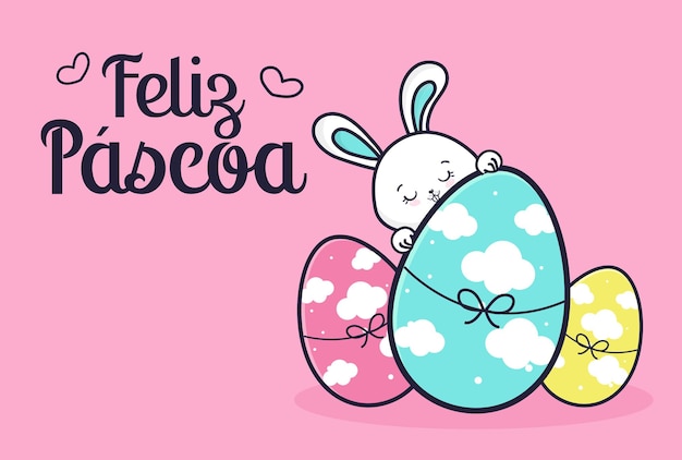 Pascua con orejas lindas conejo fondo vectorial