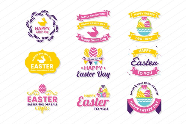 Pascua Retro Vintage Vector Label para banner