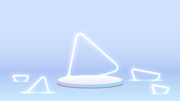 Paseo en 3D con triángulos brillantes en colores púrpura