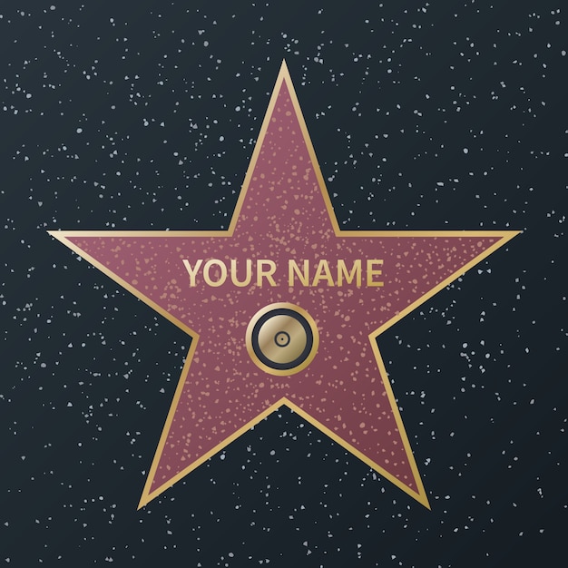 Vector paseo de la estrella de la fama de hollywood. premio bulevar de celebridades de cine, estrellas de granito callejero de famosas películas de éxito de actororr, imagen