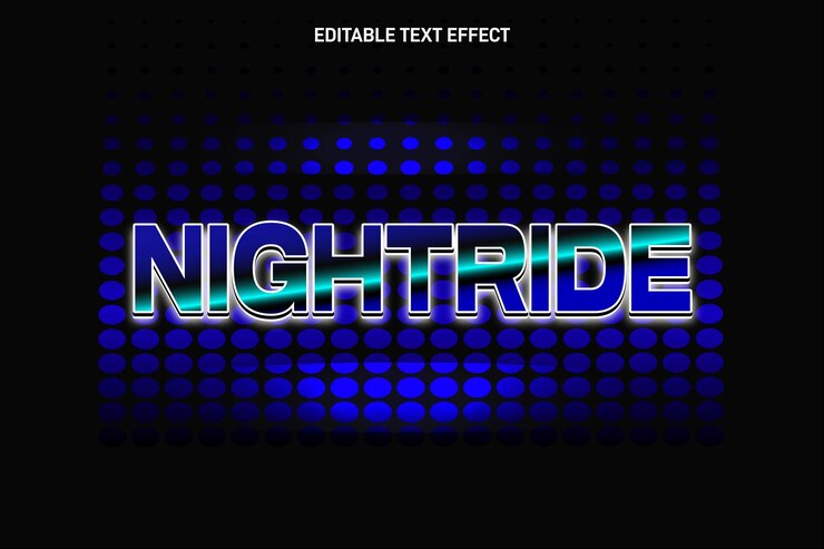 Vector paseo nocturno efecto de texto editable relieve en 3 dimensiones estilo moderno