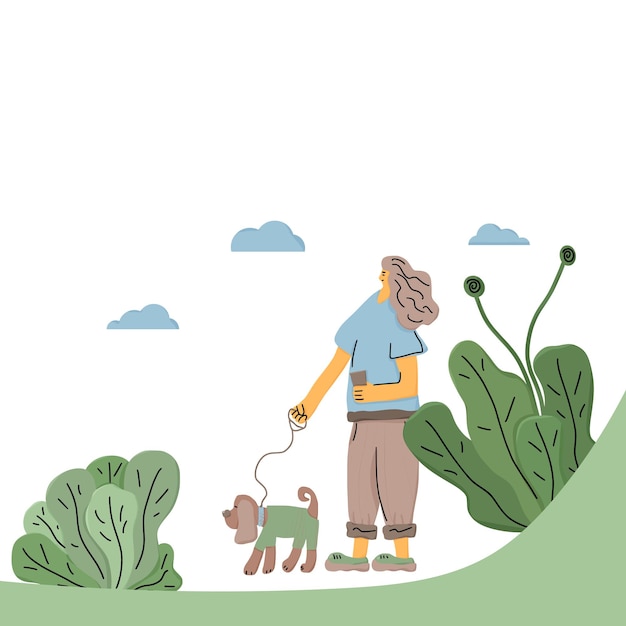 Paseo de perros persona humana con diseño vectorial de perros