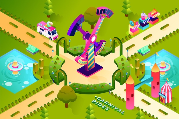 Paseos de carnaval - Ilustración isométrica