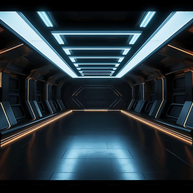 Vector pasillo ciencia ficción tridimensional planeta alienígena render tecnología exploración futurista 3d