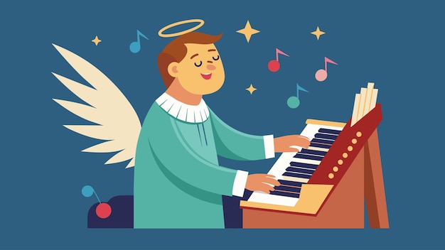 Vector la pasión de los organistas de la iglesia por la música brilla mientras tocan con entusiasmo una versión optimista