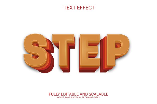 Paso 3D Efecto de texto EPS vectorial totalmente editable