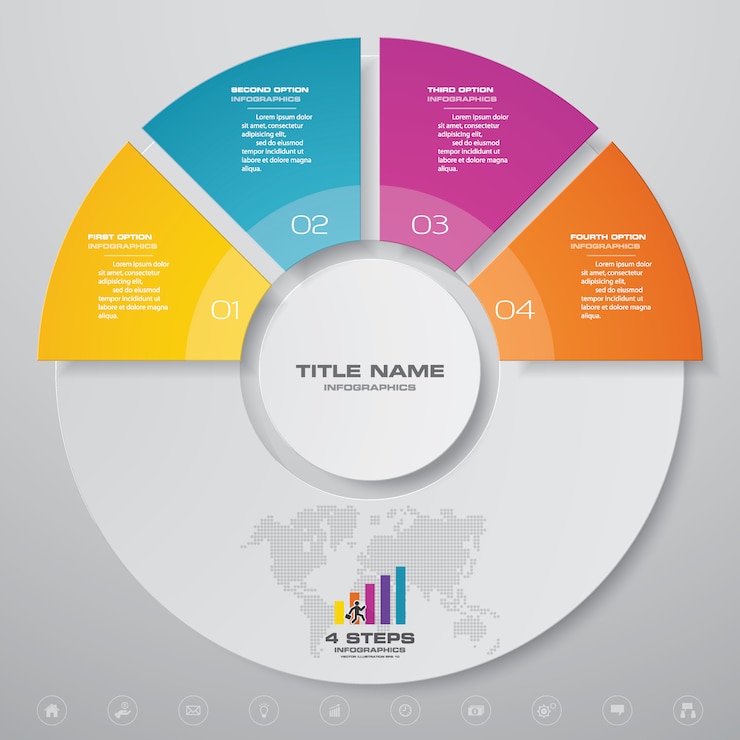 Vector pasos del ciclo gráfico de elementos infográficos.