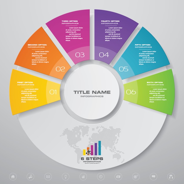 Pasos del ciclo gráfico de elementos infográficos.