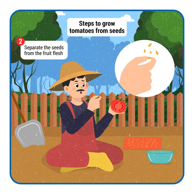 Vector pasos para cultivar tomates a partir de semillas_2