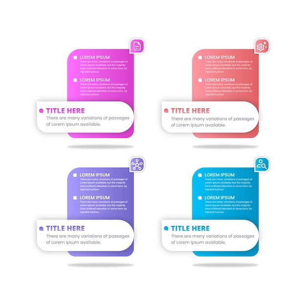 Pasos de diagrama de flujo de 4 elementos de diseño infográfico de negocios vectoriales