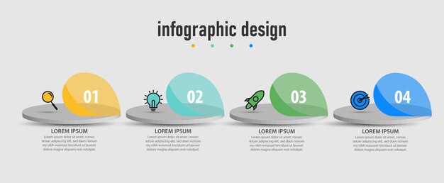 Pasos del diagrama de negocios de infografía pasos diseño de plantilla moderna