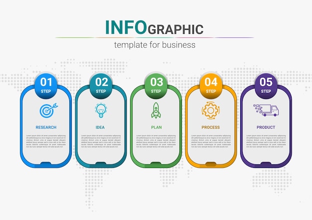 Vector pasos diseño de plantilla de elemento de infografía de proceso de negocio de línea de tiempo