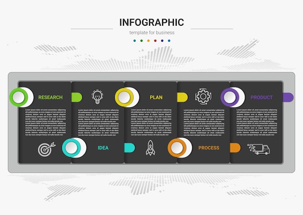 Vector pasos diseño de plantilla de elemento de infografía de proceso de negocio de línea de tiempo