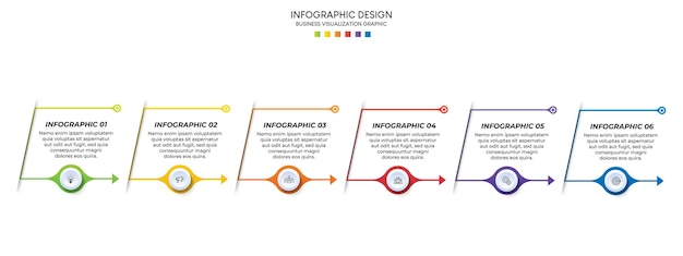 Pasos diseño de plantilla de infografía de proceso de línea de tiempo de visualización de datos comerciales con iconos