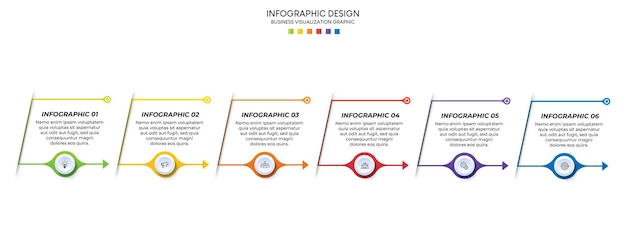 Pasos diseño de plantilla de infografía de proceso de línea de tiempo de visualización de datos comerciales con iconos