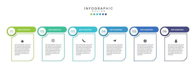 Pasos diseño de plantilla de infografía de proceso de línea de tiempo de visualización de datos comerciales con iconos