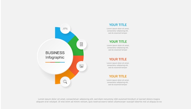 Pasos diseño de plantilla de infografía de proceso de línea de tiempo de visualización de datos comerciales