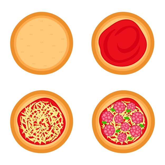 Vector pasos para hacer pizza de pepperoni gráfico vectorial