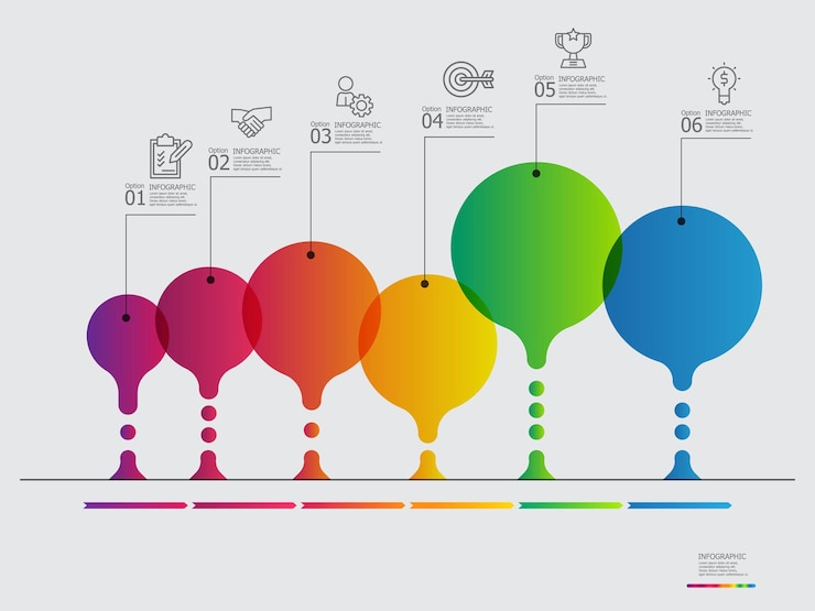 Vector pasos horizontales línea de tiempo elemento infográfico fondo del informe
