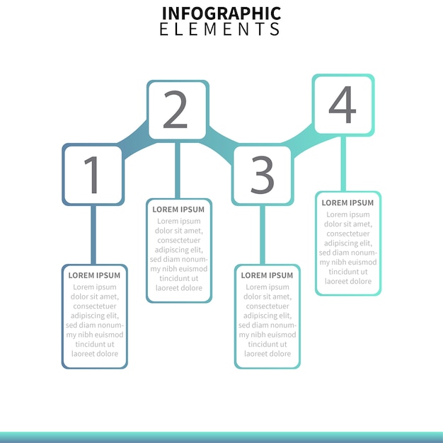 Pasos de infografía geométrica con texto