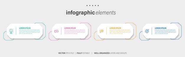 pasos de la infografía de negocios vectorial