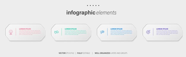 pasos de la infografía de negocios vectorial