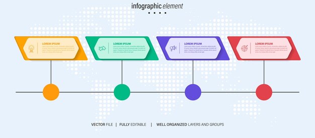 pasos de la infografía de negocios vectorial