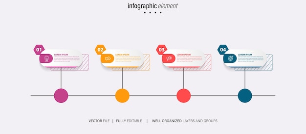 pasos de la infografía de negocios vectorial