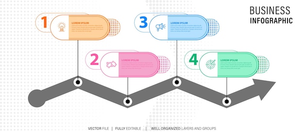 pasos de la infografía de negocios vectorial